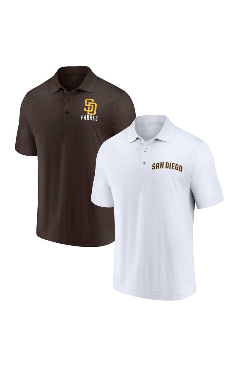 FANATICS Men's Fanatics Branded Brown/White San Diego Padres Two-Pack Logo Lockup Polo Set, Main, color, Brown