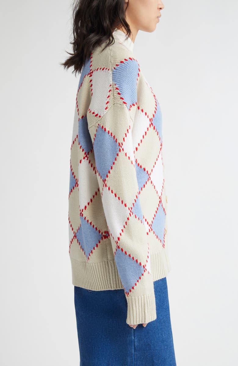 Marni Argyle Intarsia Cotton Cardigan, Alternate, color, 