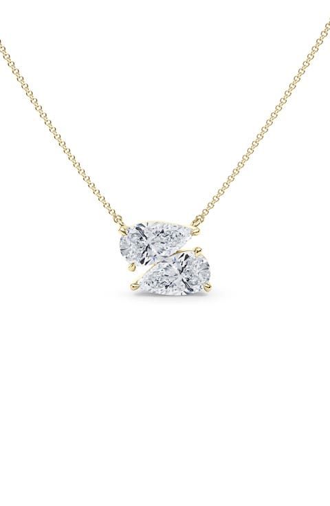 Lab Grown Diamond Twin Pear Cut Pendant Necklace