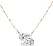 HauteCarat Lab Grown Diamond Twin Pear Cut Pendant Necklace