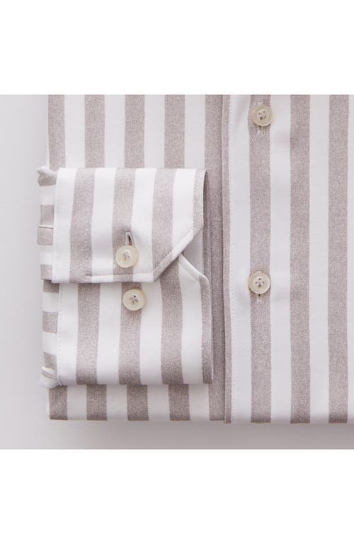 Emanuel Berg 4flex Modern Fit Stripe Knit Button-up Shirt In Light Grey