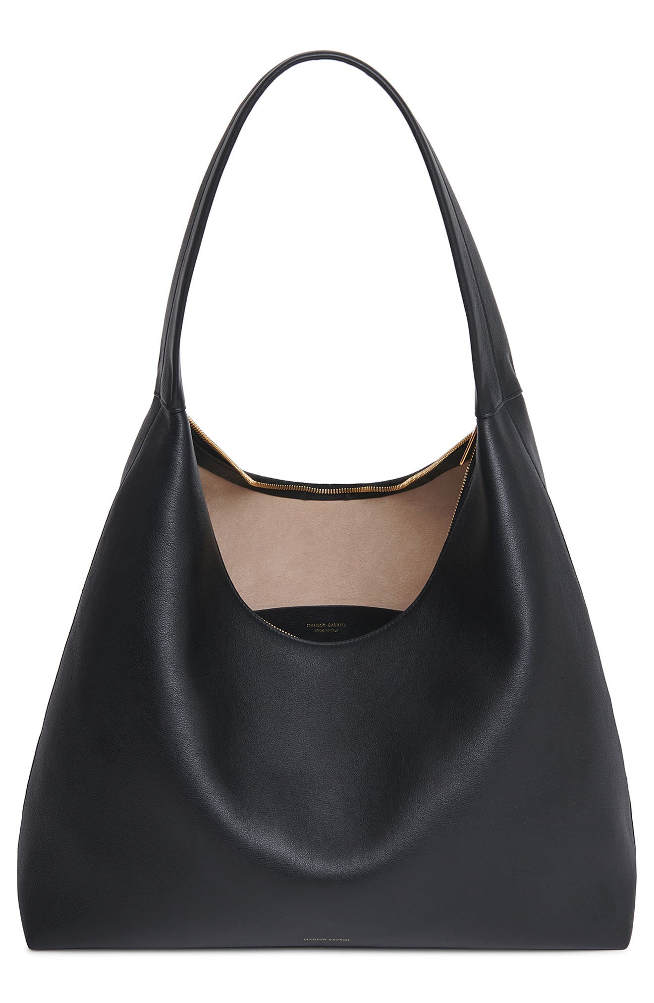 Mansur Gavriel Maxi Candy Leather Hobo Bag, Alternate, color, Black