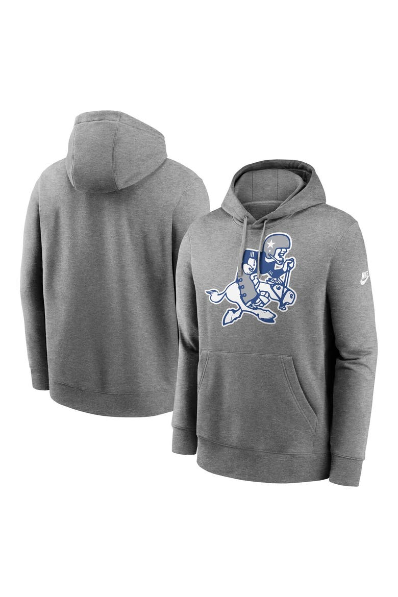 Men's Nike Heather Charcoal Dallas Cowboys Rewind Retro Joe Club Pullover Hoodie, Main, color, Heather Charcoal
