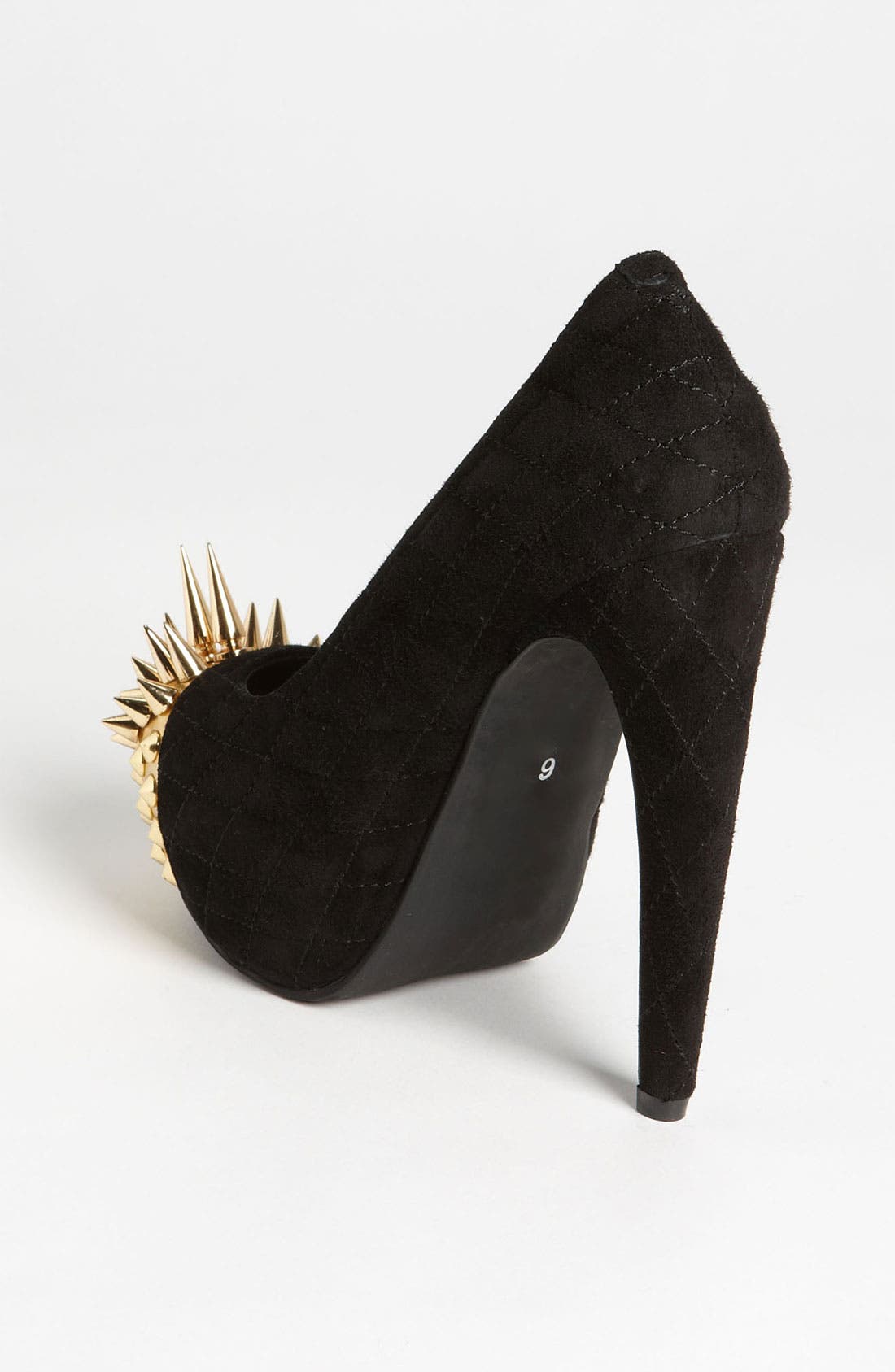 'Battle - Spike' Pump, Alternate, color, BLACK SUEDE GOLD