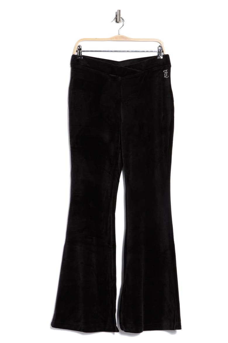 Velvet Flare Leg Pants, Alternate, color, LIQUORICE