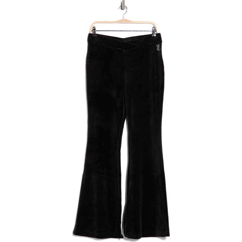 Juicy Couture Velvet Flare Leg Pants In Black