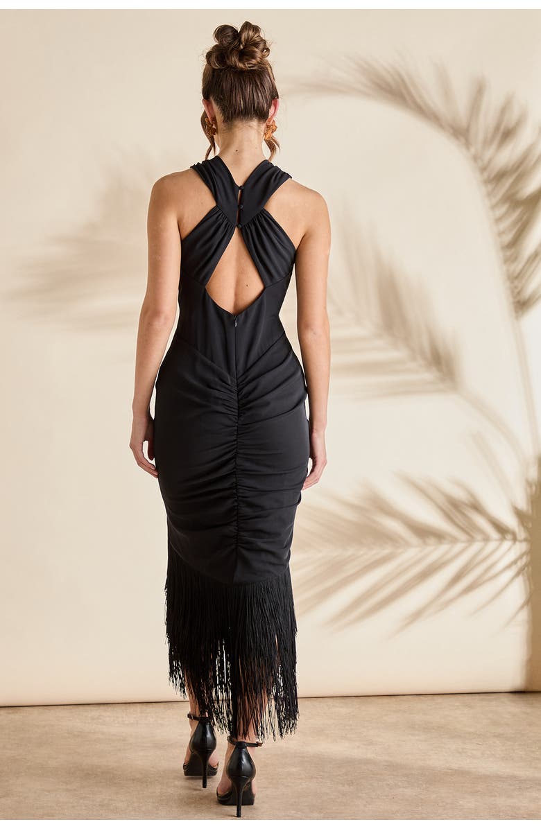 Coast Fringe Hem Cross Neck Midi Dress, Alternate, color,