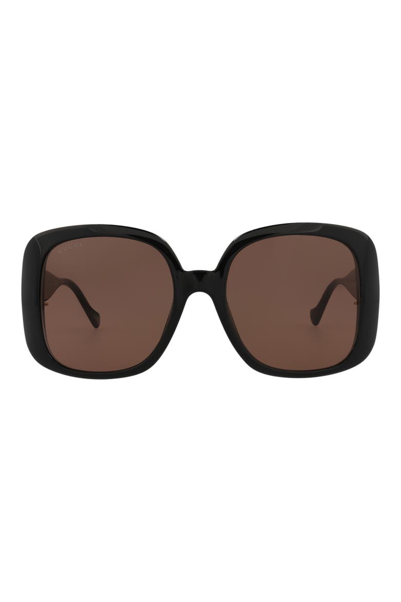 57mm Square Sunglasses, Main, color, BLACK BLACK BROWN