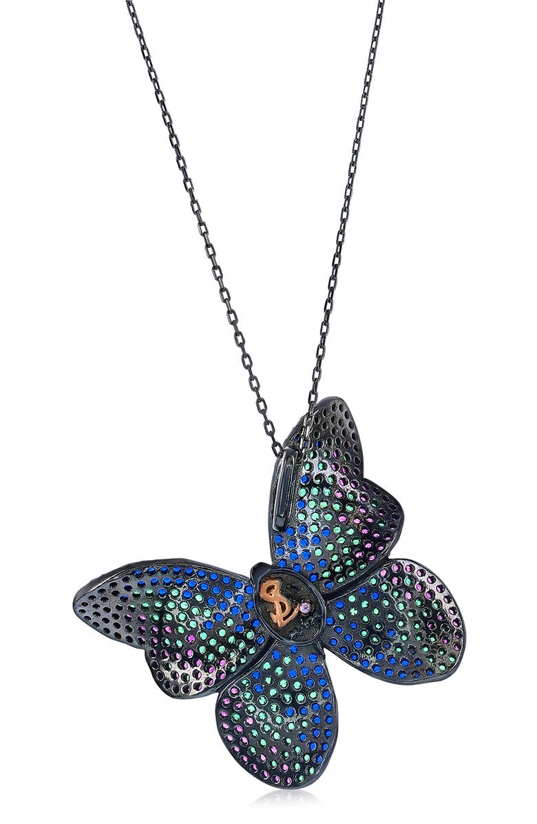 SUZY LEVIAN Pavé Cubic Zirconia Butterfly Pendant Necklace, Alternate, color, Black