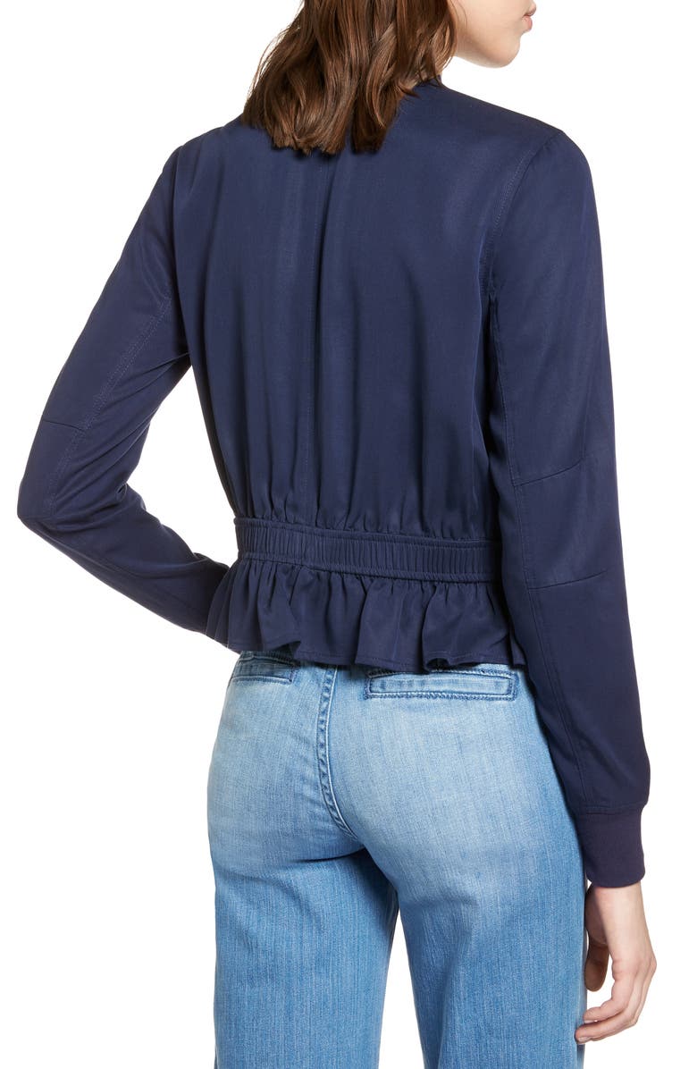 Halogen<sup>®</sup> Ruffle Hem Zip Front Jacket, Alternate, color,