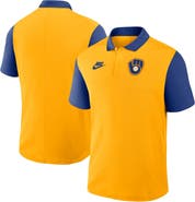 Nike Men's Nike Gold/Navy Milwaukee Brewers Cooperstown Collection Color-Block Victory Performance Polo