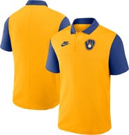 Nike Men's Nike Gold/Navy Milwaukee Brewers Cooperstown Collection Color-Block Victory Performance Polo