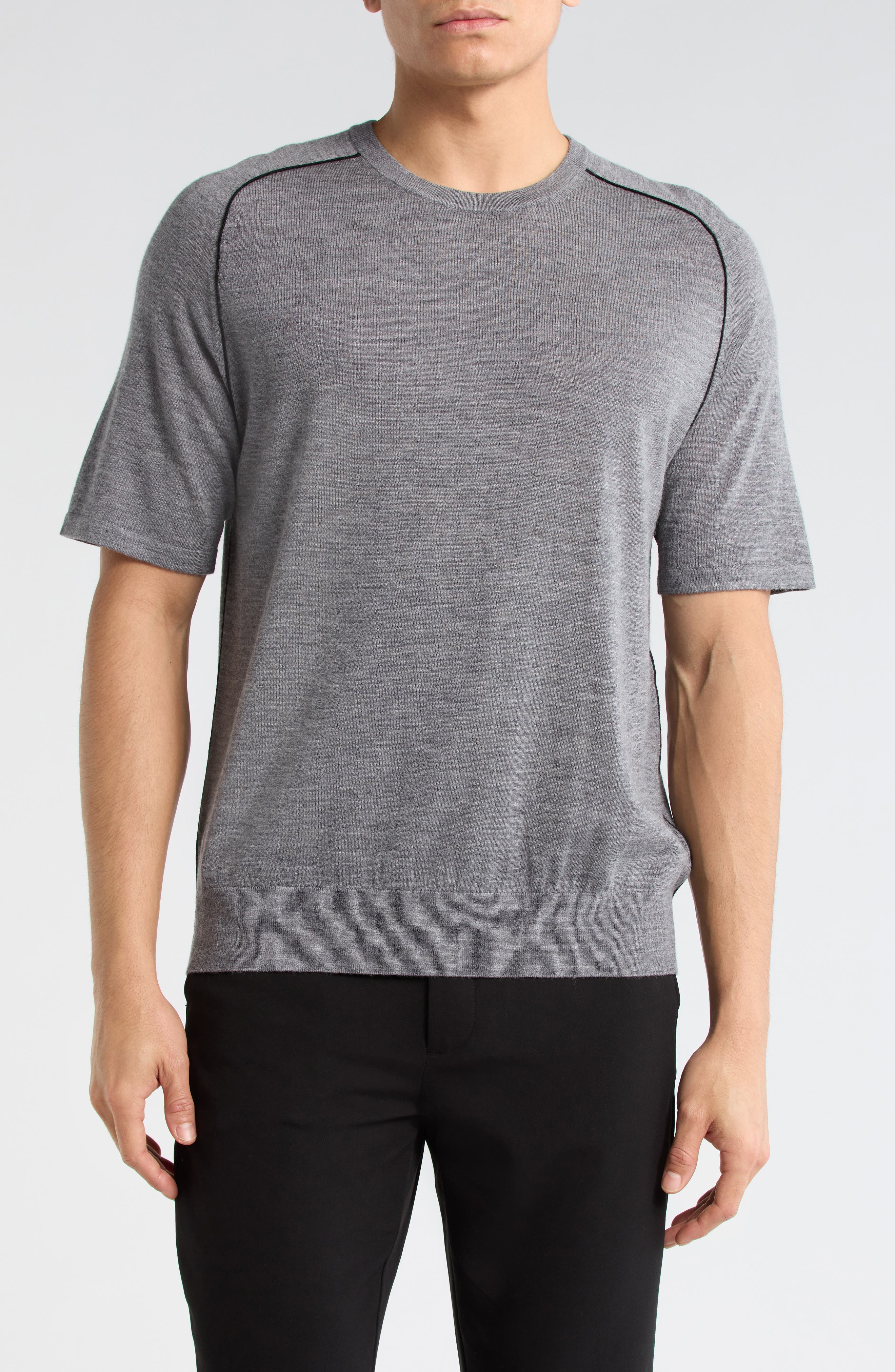 Helmut Lang Contrast Piping Wool T-Shirt