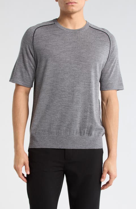 Contrast Piping Wool T-Shirt