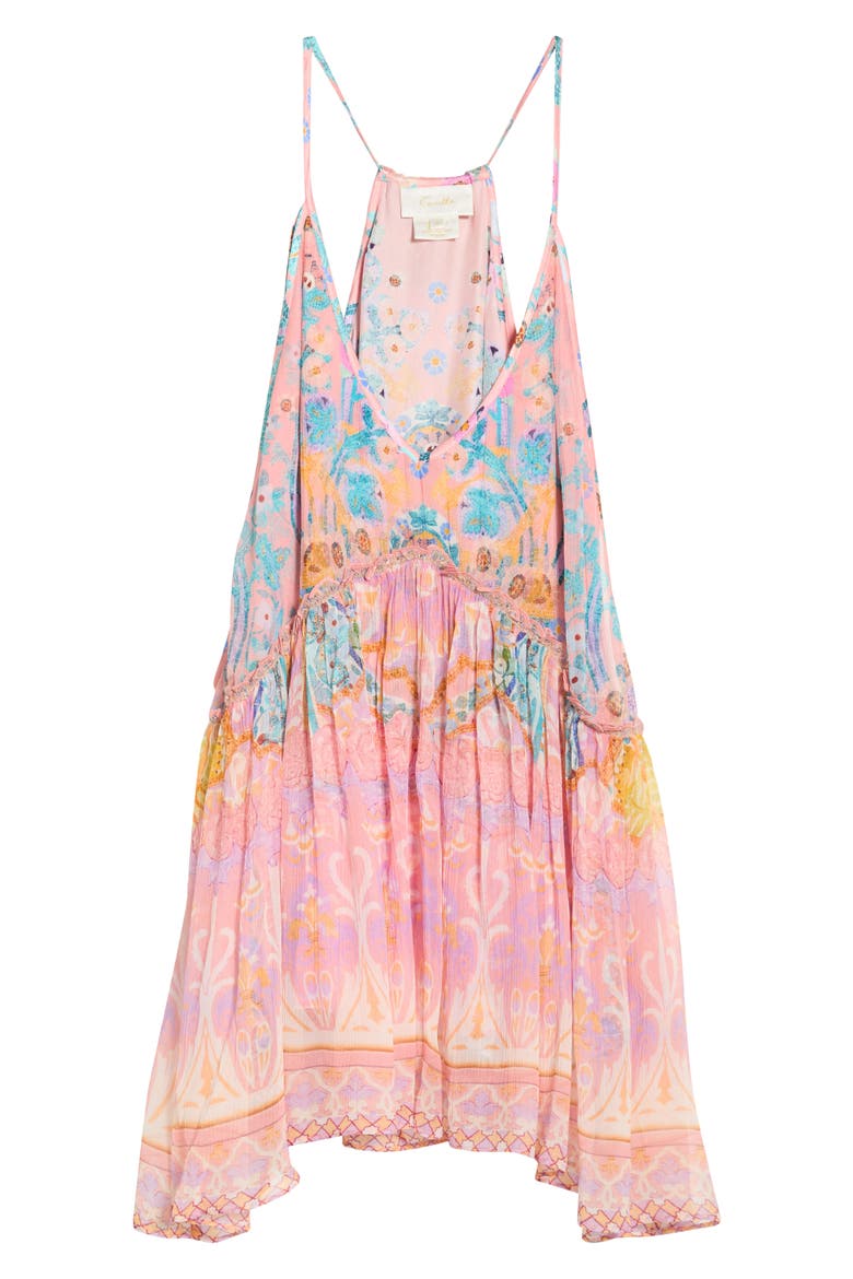 Gaudi Print Racerback Gathered Silk Top, Main, color, HOWDY GAUDI