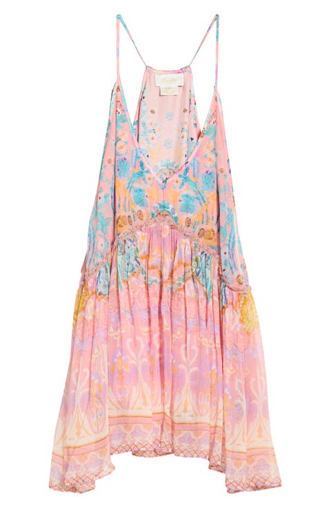 Gaudi Print Racerback Gathered Silk Top