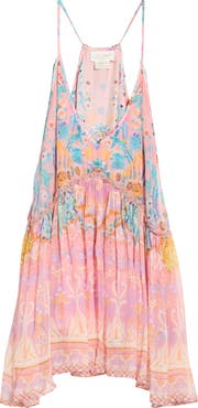 Camilla Gaudi Print Racerback Gathered Silk Top