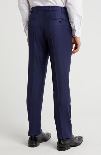 Flat Front Bird's Eye Virgin Wool Dress Pants