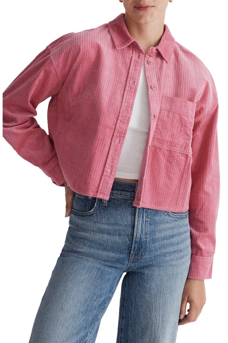 Variegated Corduroy Button-Up Shirt, Main, color, NOUVEAU PINK
