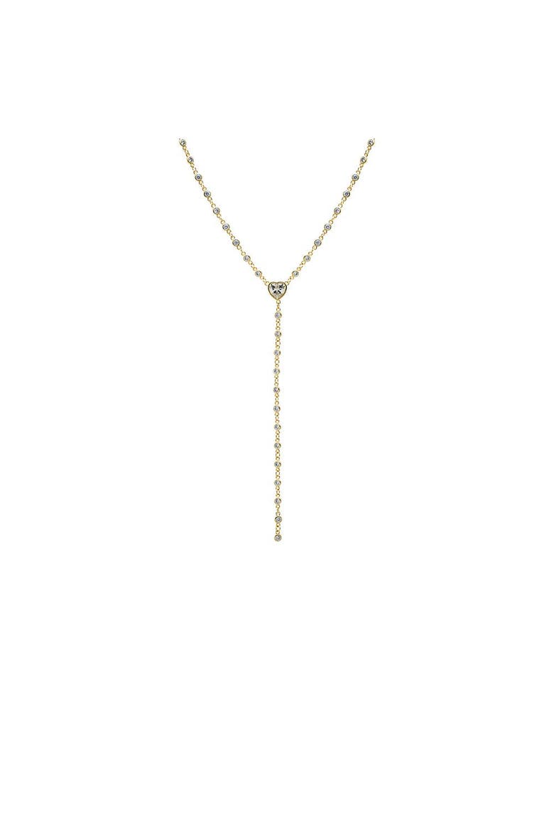 CZ Bezeled All Around Lariat Necklace, Main, color, Gold