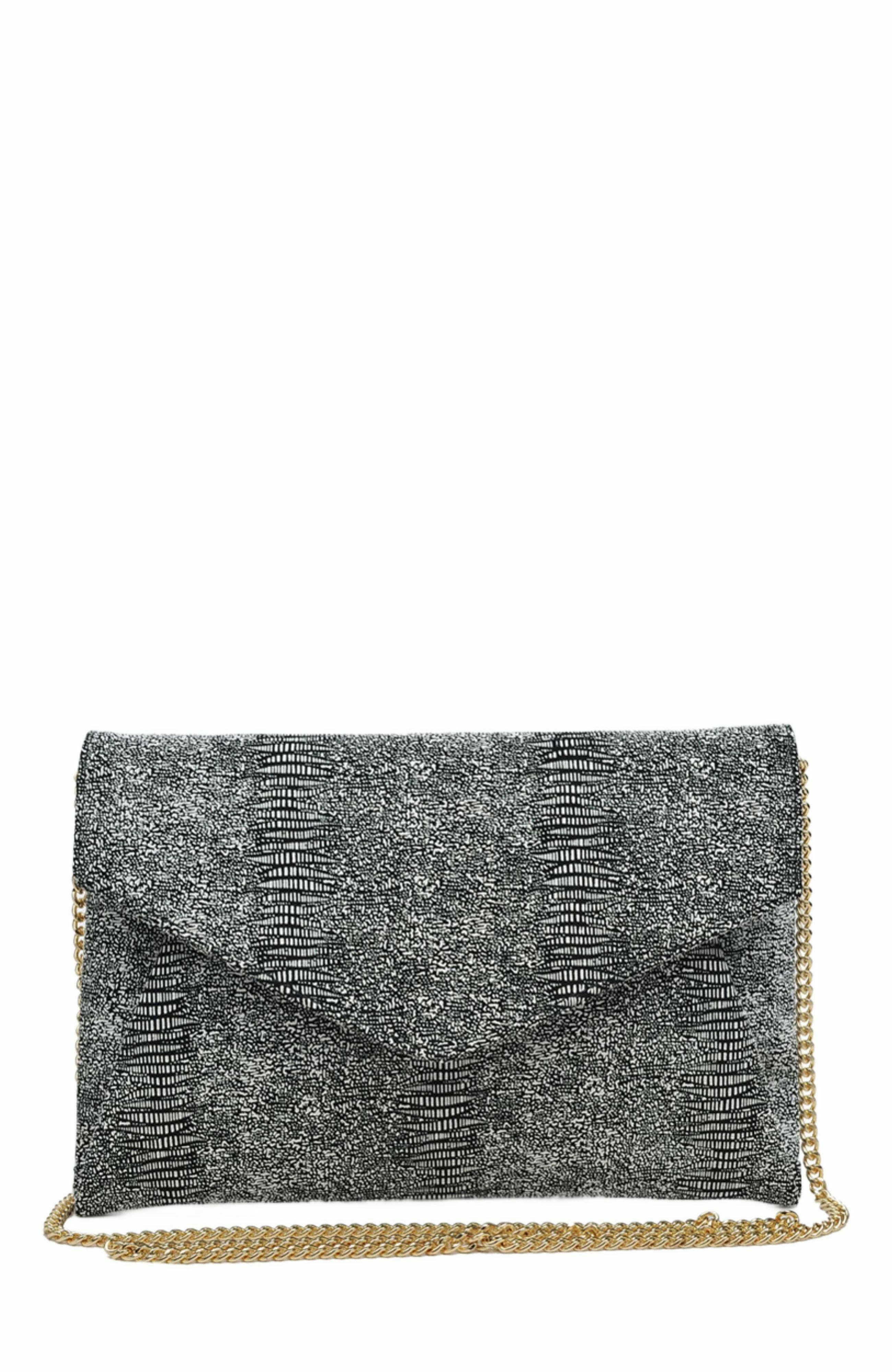 MODA LUXE Cara Clutch, Main, color, Black White