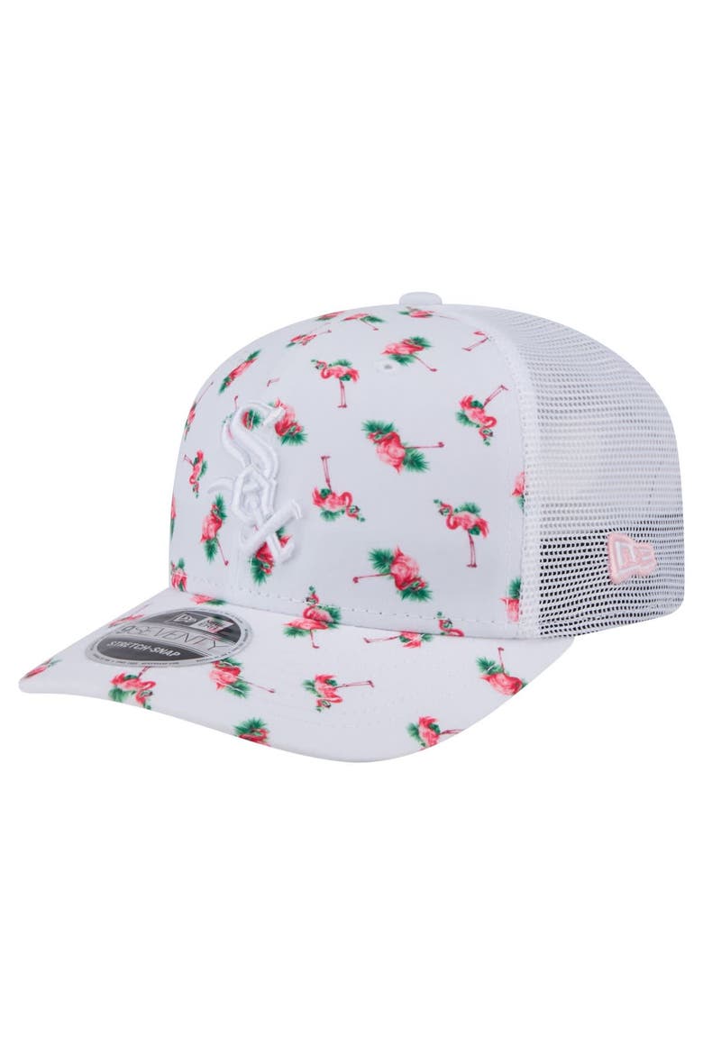 Men's New Era  White Chicago White Sox Flamingo Mesh Back 9SEVENTY Stretch-Snap Hat, Main, color, White