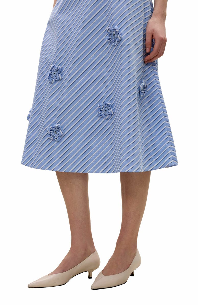 Rebecca Taylor Priya Poplin Skirt, Alternate, color, Blue Stripe