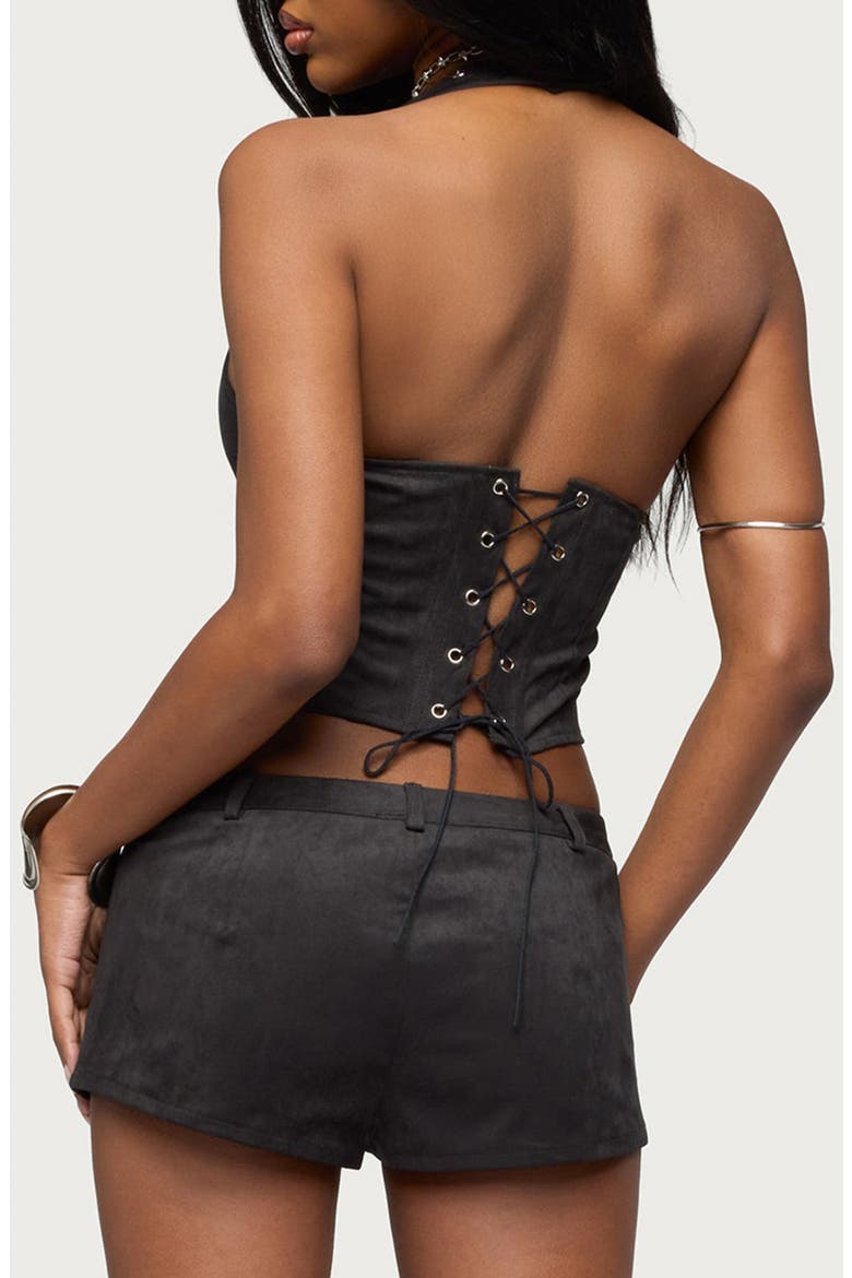 Sloane Faux Suede Halter Top, Alternate, color, DARK-GRAY
