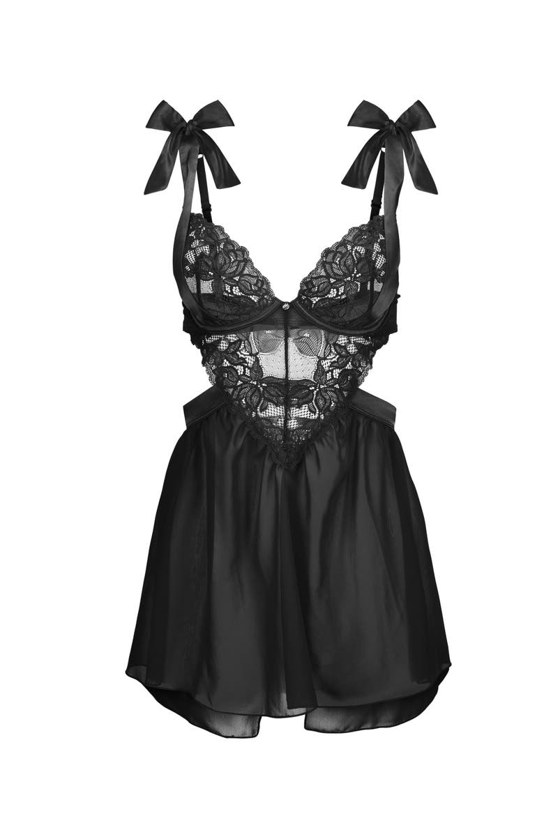 Fantasia Babydoll Lingerie, Alternate, color, Black