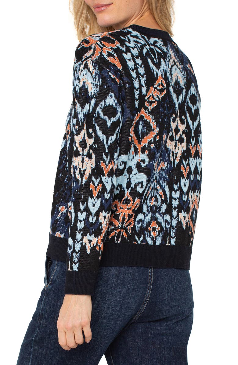 Liverpool Los Angeles Ikat Jacquard Crewneck Sweater, Alternate, color, Blue Multi Ikat