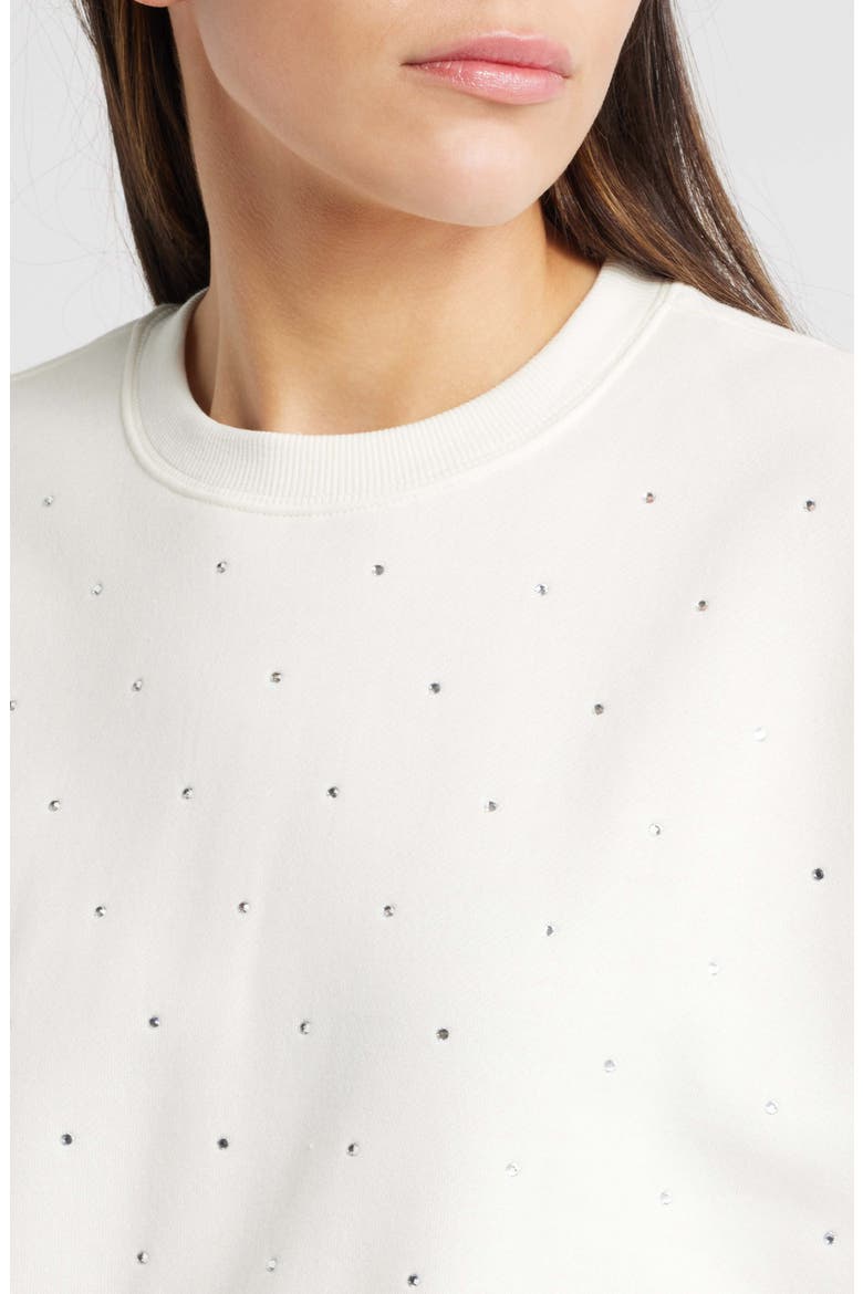 Crystal Embellished Sweatshirt, Alternate, color, CLOUD WHITE001