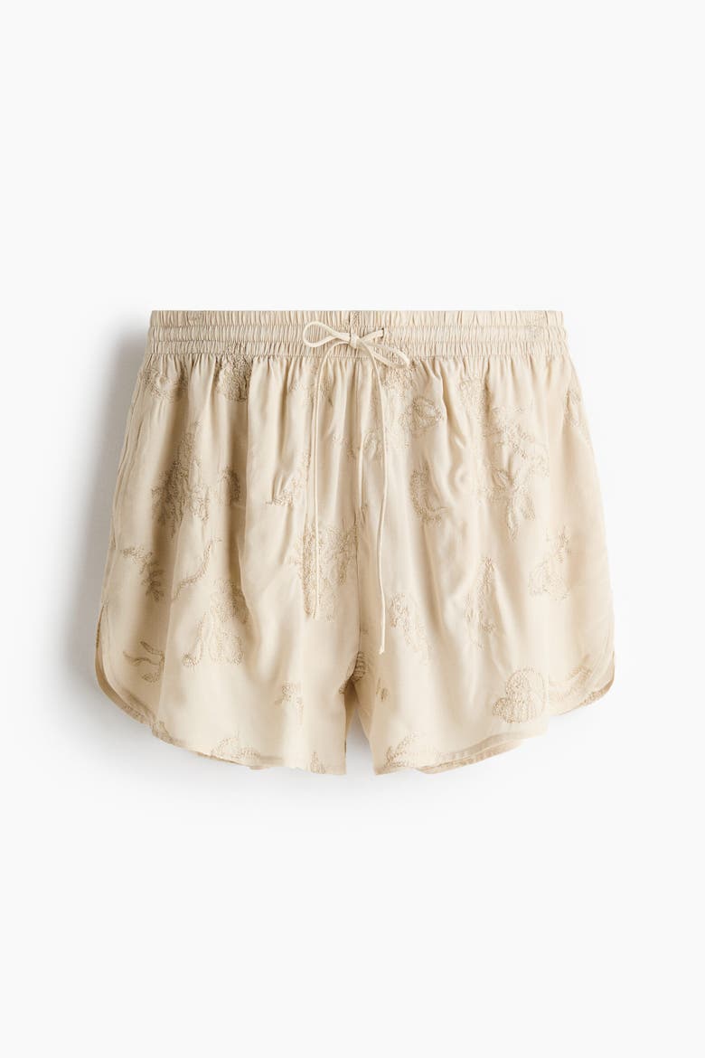 Embroidered Viscose Shorts, Alternate, color, Light beige