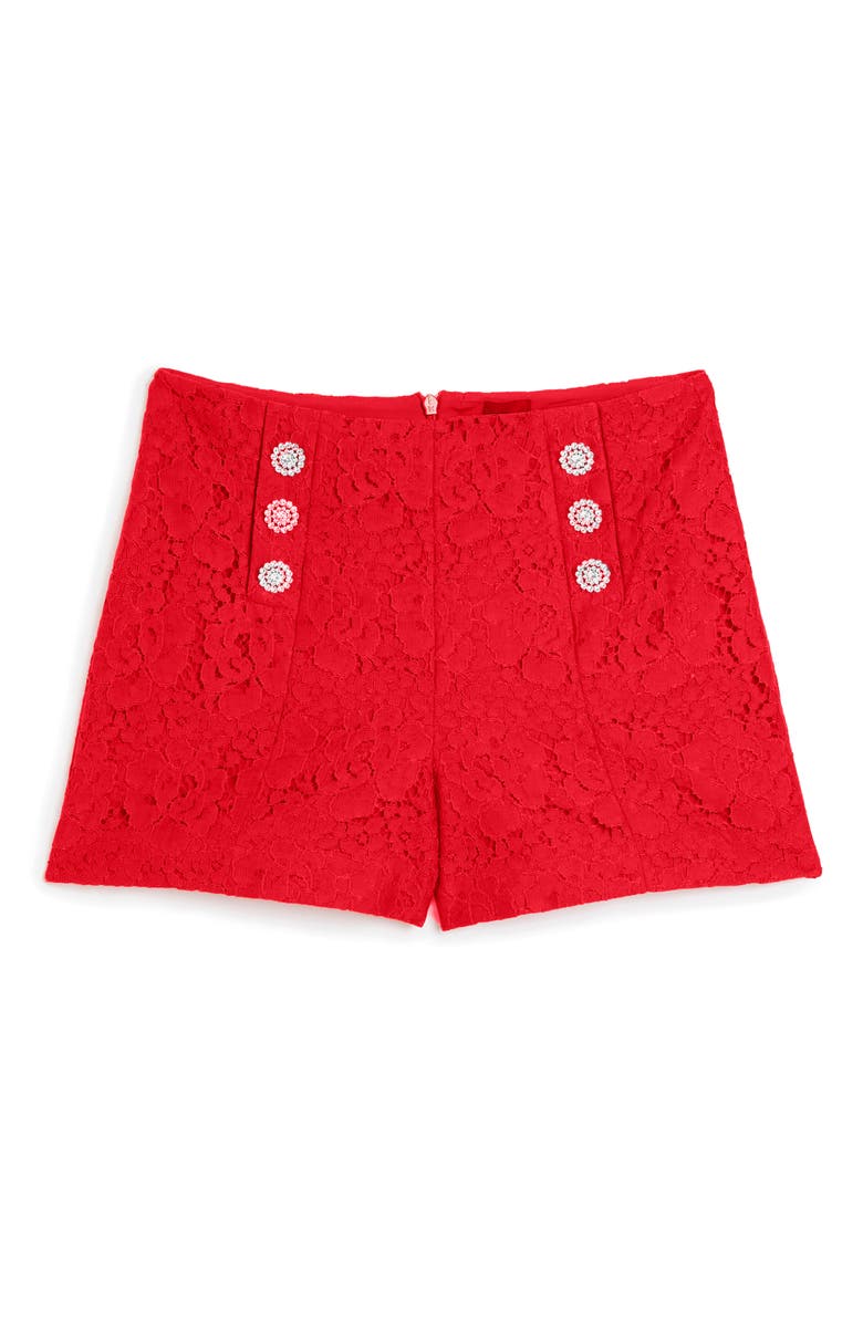 River Island Button Front High Waist Lace Shorts, Alternate, color, 