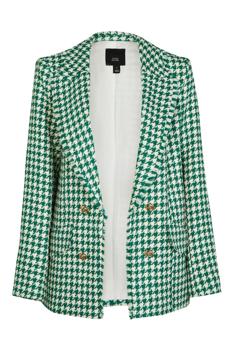 Gingham Bouclé Blazer, Alternate, color, GREEN