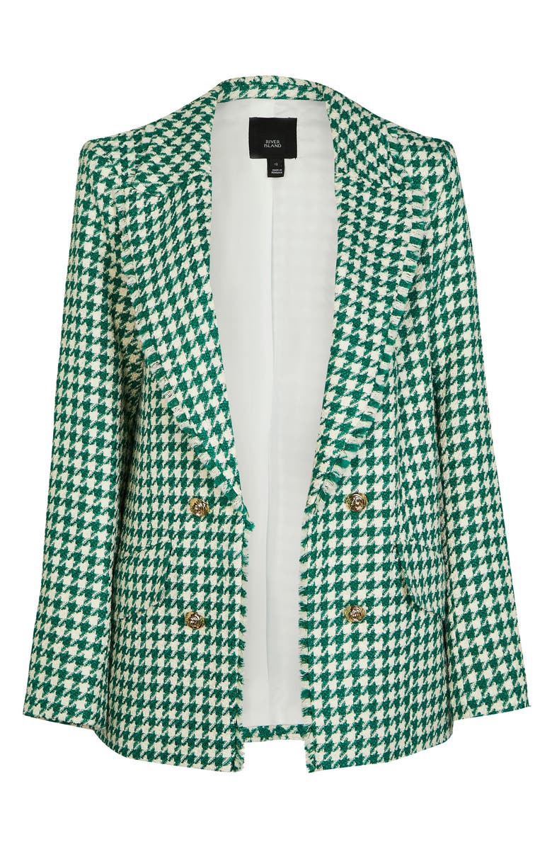 River Island Gingham Bouclé Blazer, Alternate, color, 