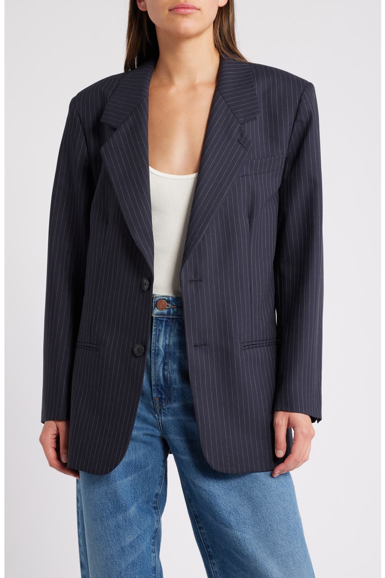 Grandfather Pinstripe Blazer, Main, color, NAVY MULTI