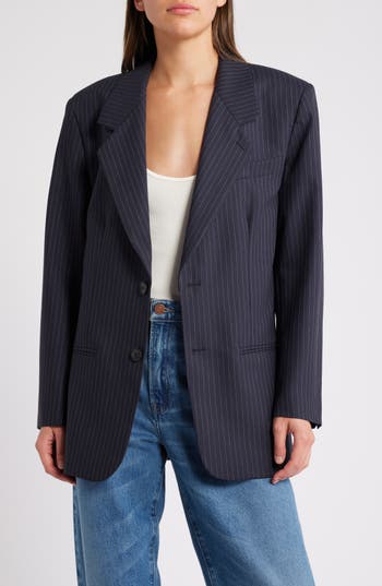 Frame Grandfather Pinstripe Blazer In Multi