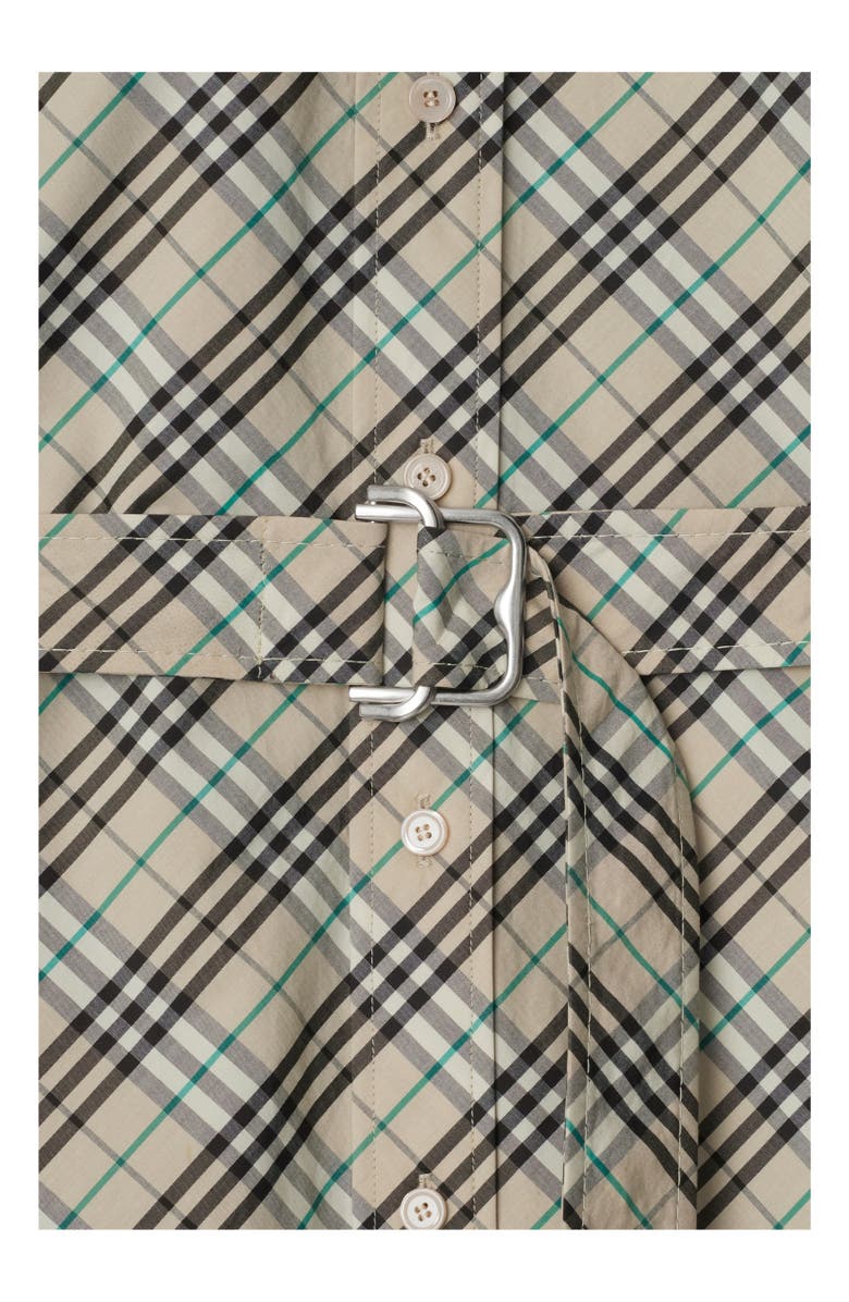 Burberry Check Cotton Shirt Dress, Alternate, color, Husk