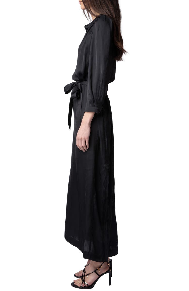 Zadig & Voltaire Ritchil Long Sleeve Satin Shirtdress, Alternate, color, 