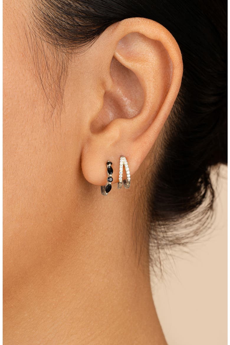 Gabriella Set of 2 Huggie Hoop Earrings, Main, color, SILVER