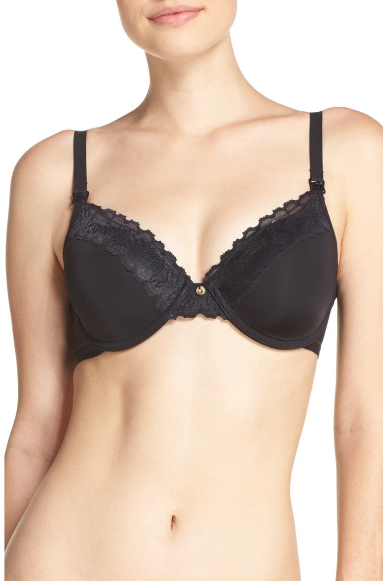 Hidden Glamour Underwire Nursing Bra, Main, color, BLACK