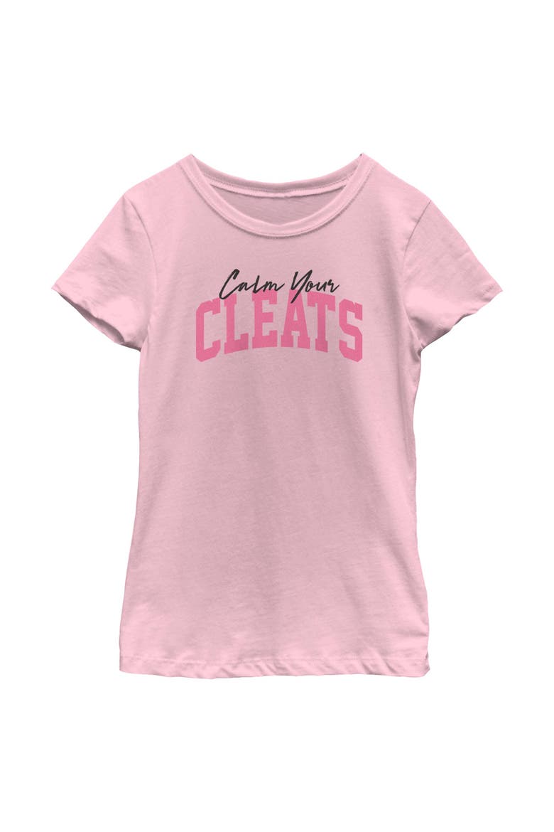 Girls' Funny Calm Your Cleats T-Shirt, Main, color, Light Pink