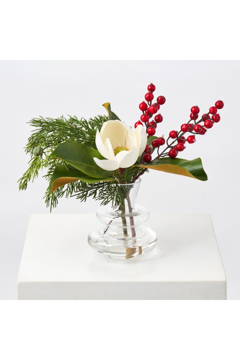Real Touch White Magnolia Bloom, Cedar Greenery, Main, color, White