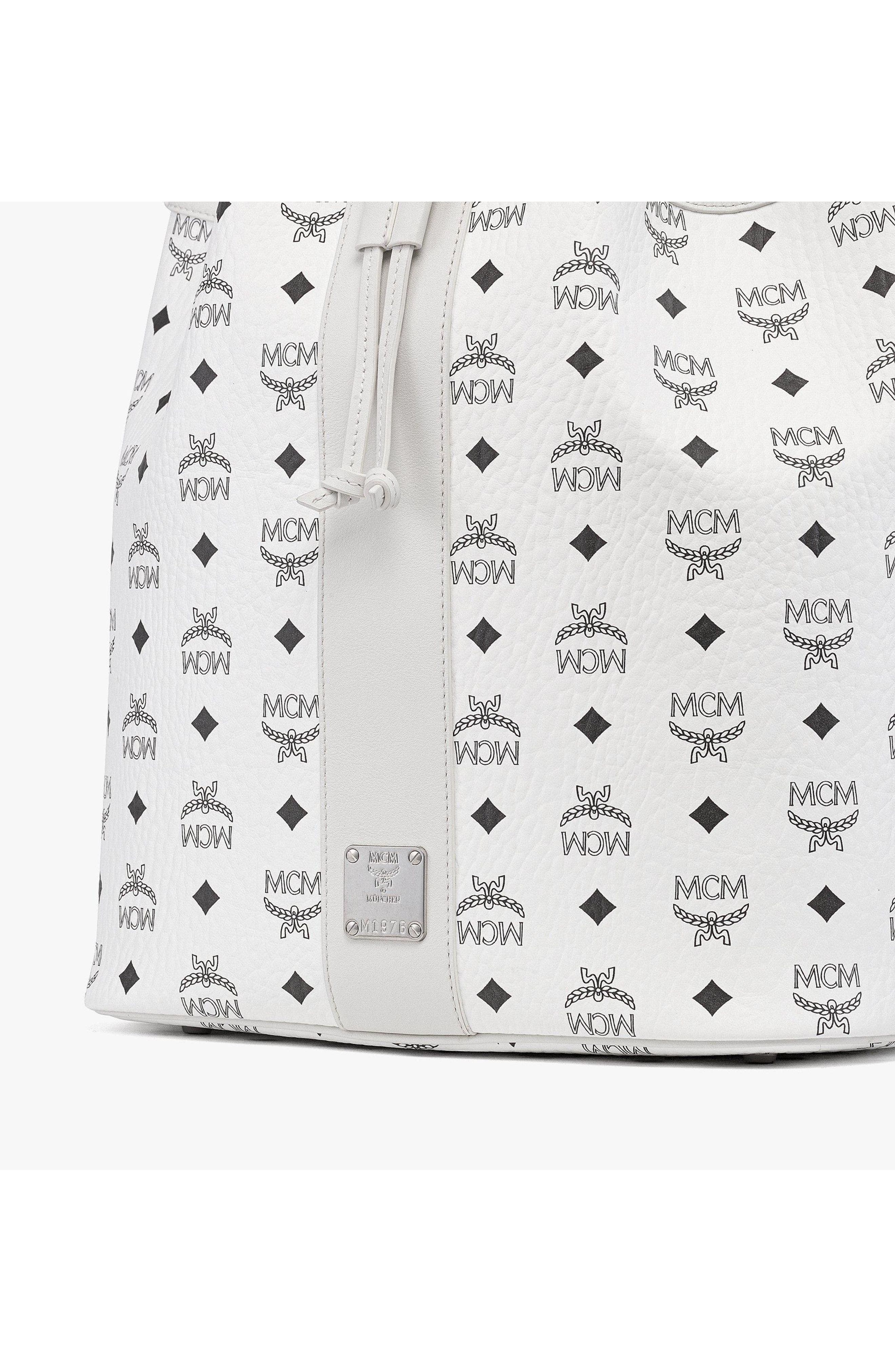 Large Dessau Drawstring Bag in Visetos, Alternate, color, White