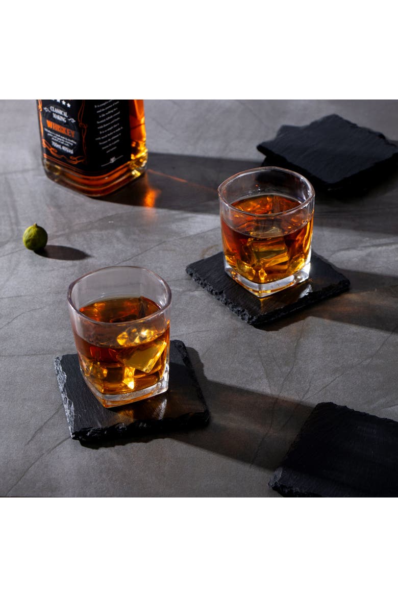 Slate Stone Drink Coasters, Alternate, color, Black