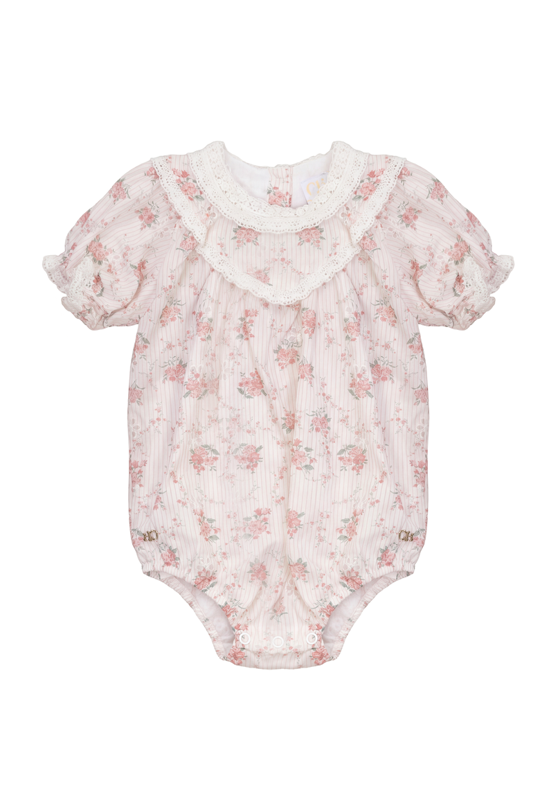 Floral Lace V-Neck Romper, Main, color, Pink