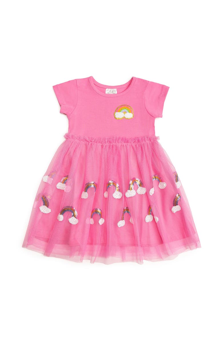Sweet Wink Magical Rainbow Short Sleeve Tutu Dress, Main, color, Raspberry