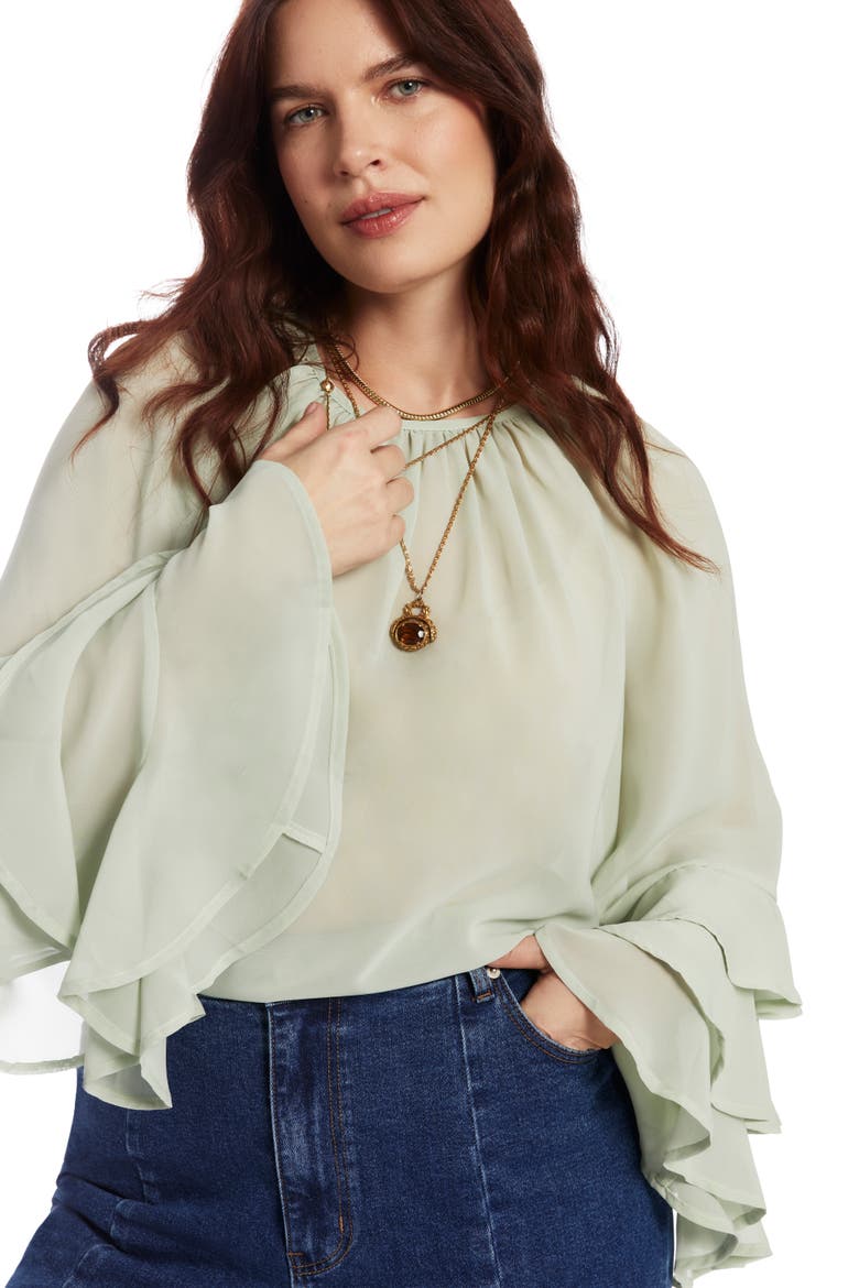 Ruffled Chiffon Blouse, Main, color, MERCURY