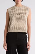 DONNA KARAN Sleeveless Open Stitch Sweater