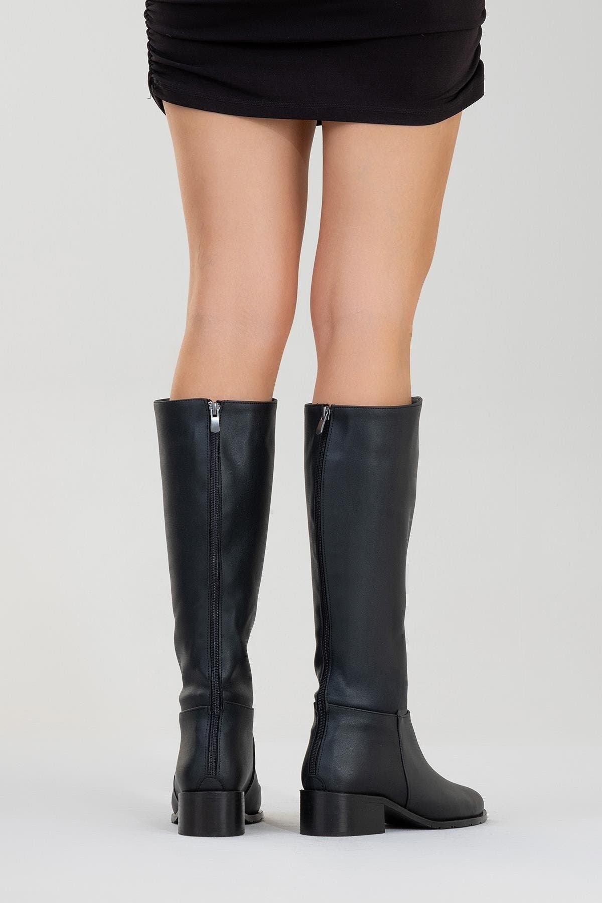 Prologue Shoes Svetlo Back Zip Knee High Boot, Alternate, color, Black Faux Leather